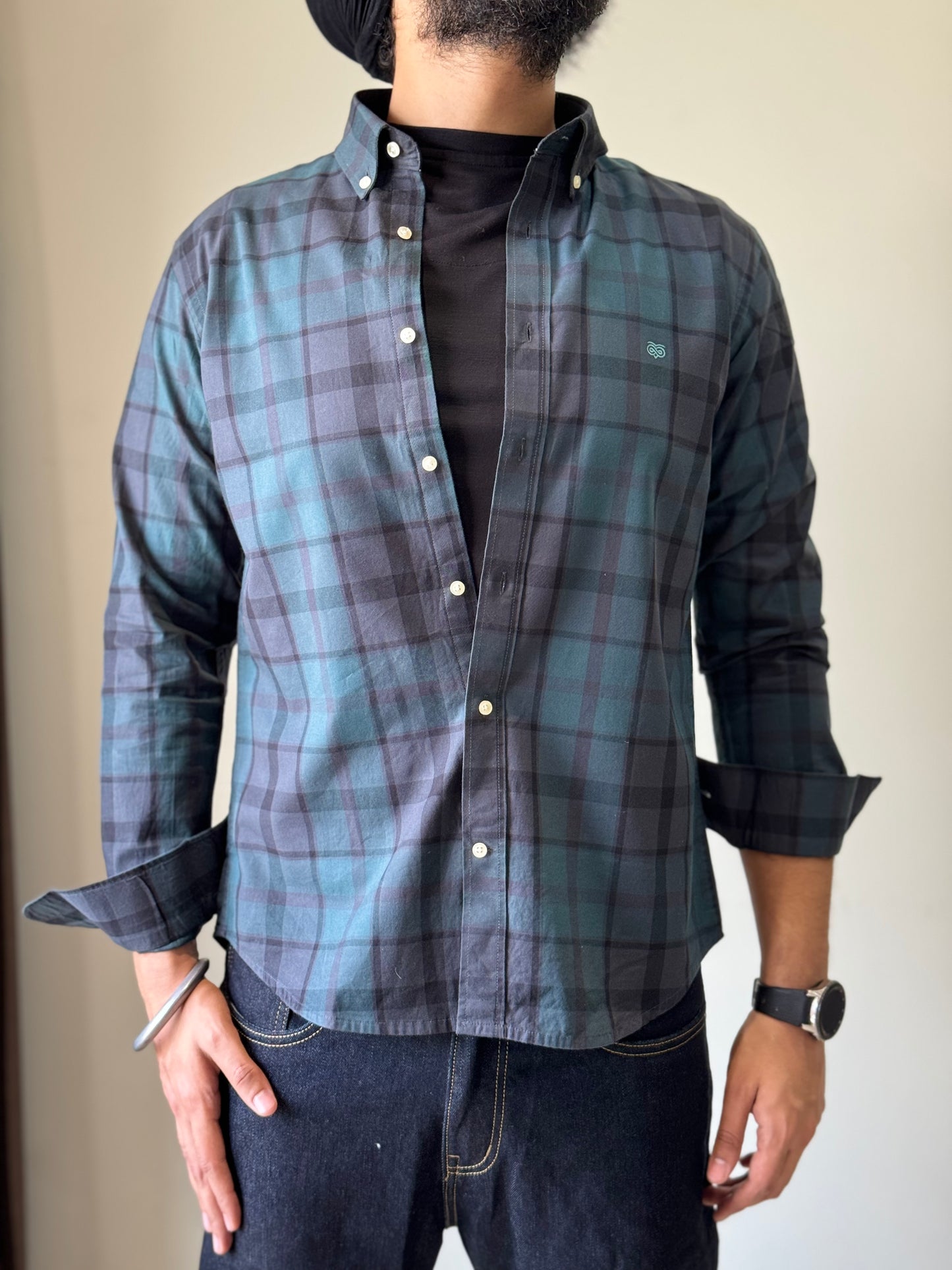 Retro Bold Green Check Shirt