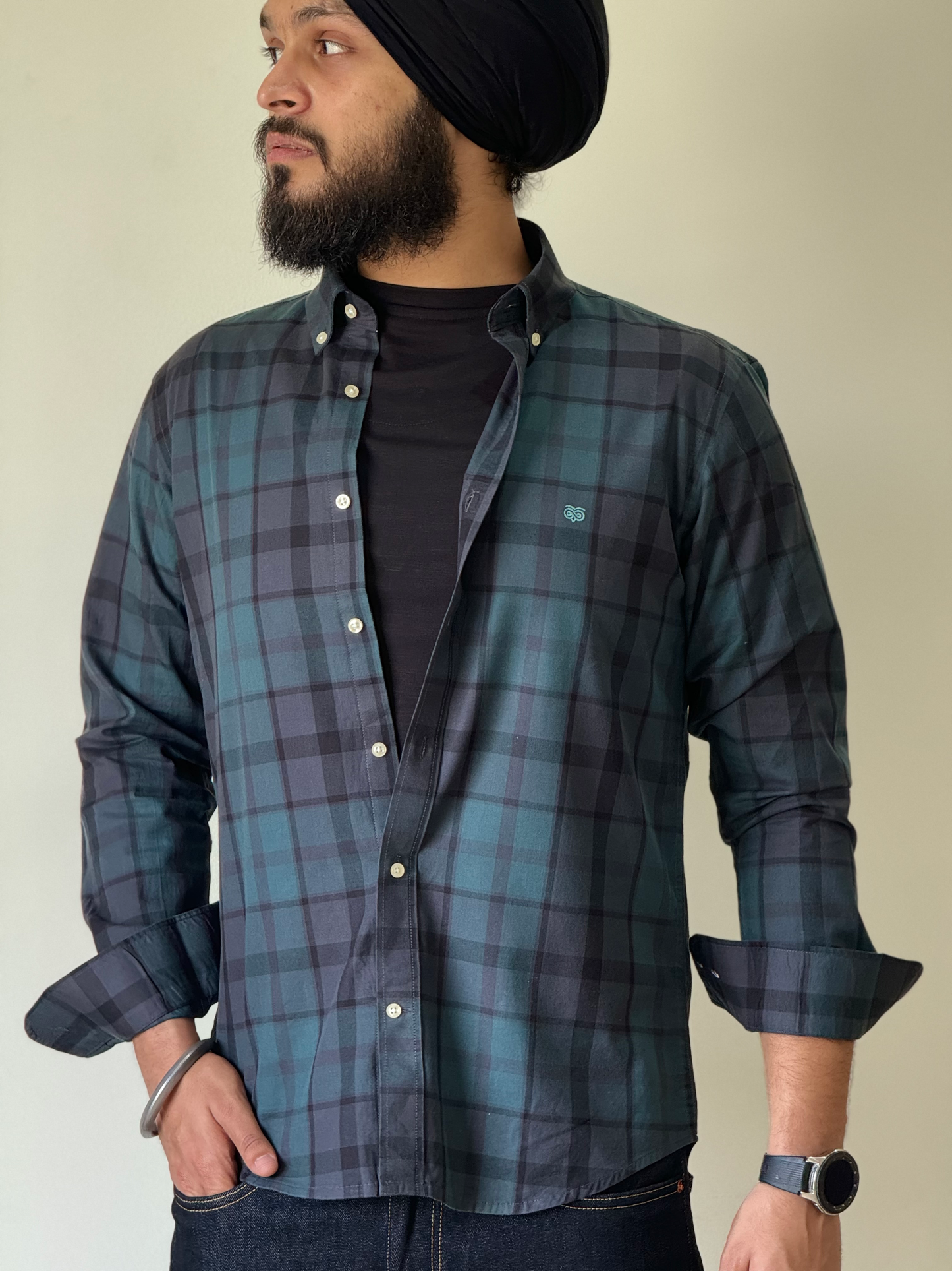 Retro Bold Green Check Shirt