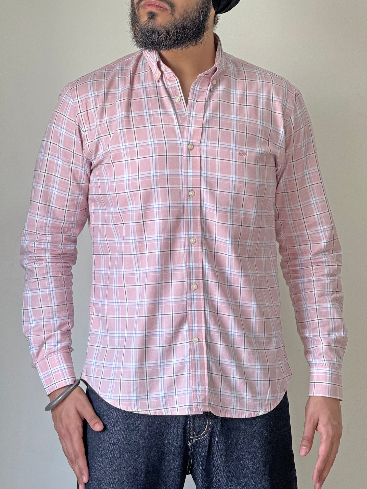 Retro Crepe Pink Grid Shirt