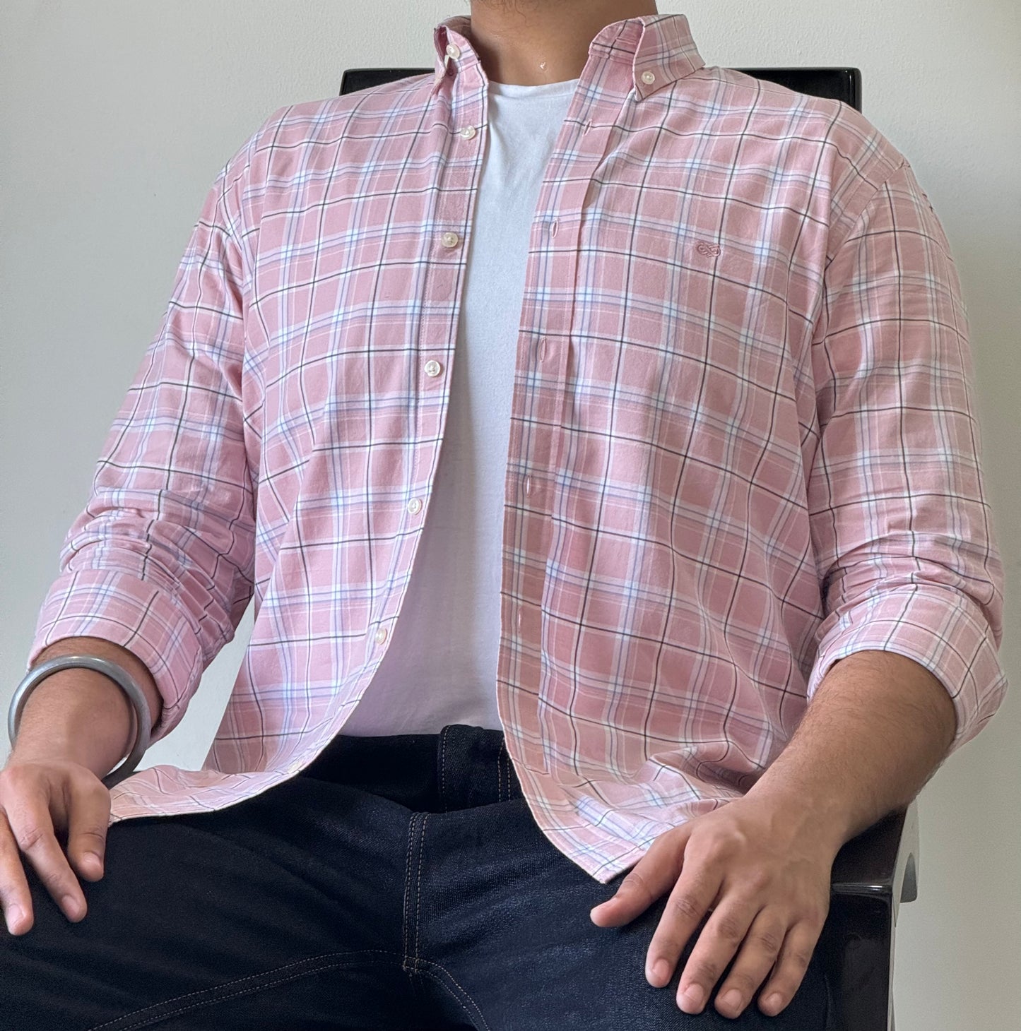Retro Crepe Pink Grid Shirt