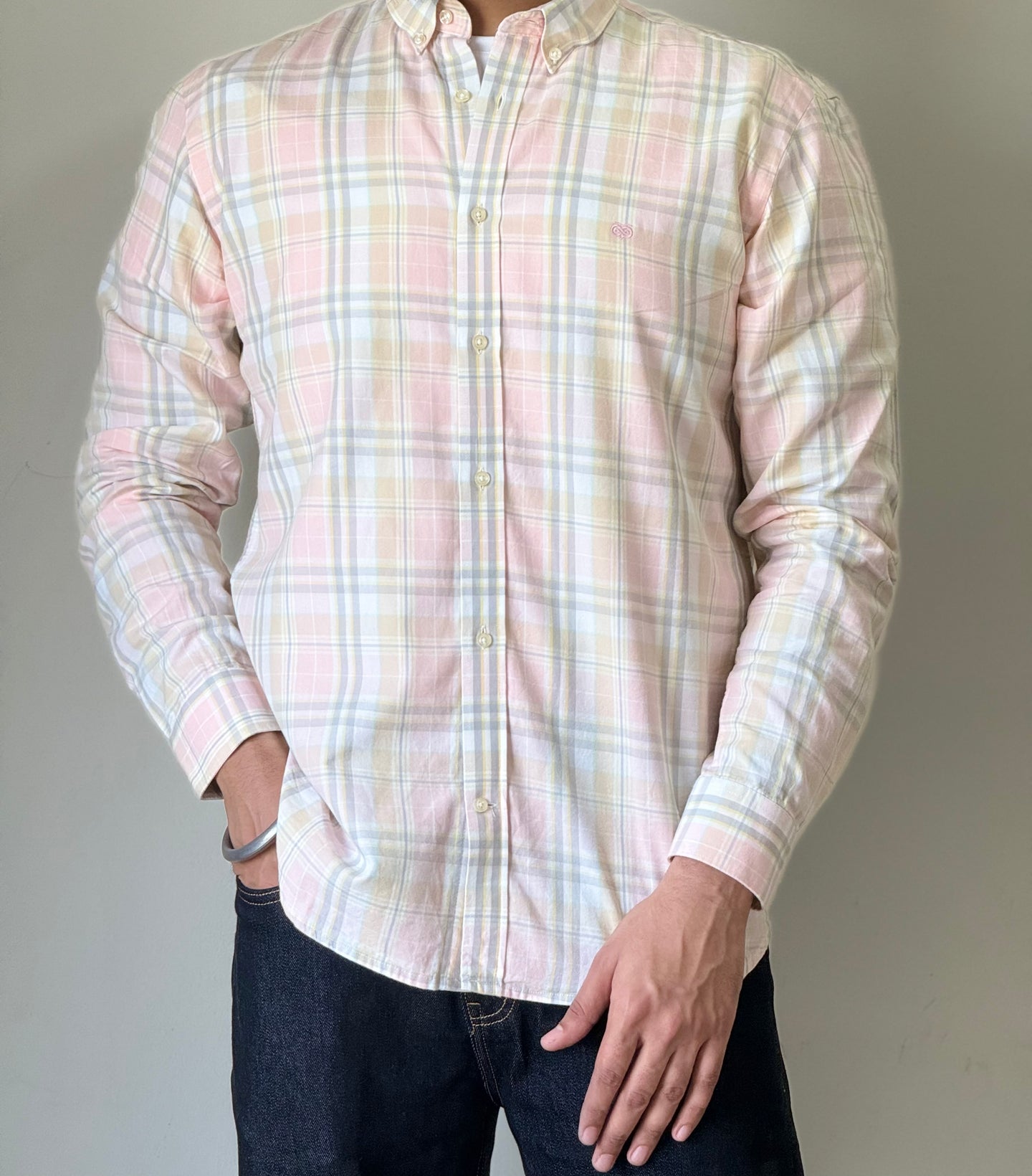 Retro Salmon Pink Check shirt