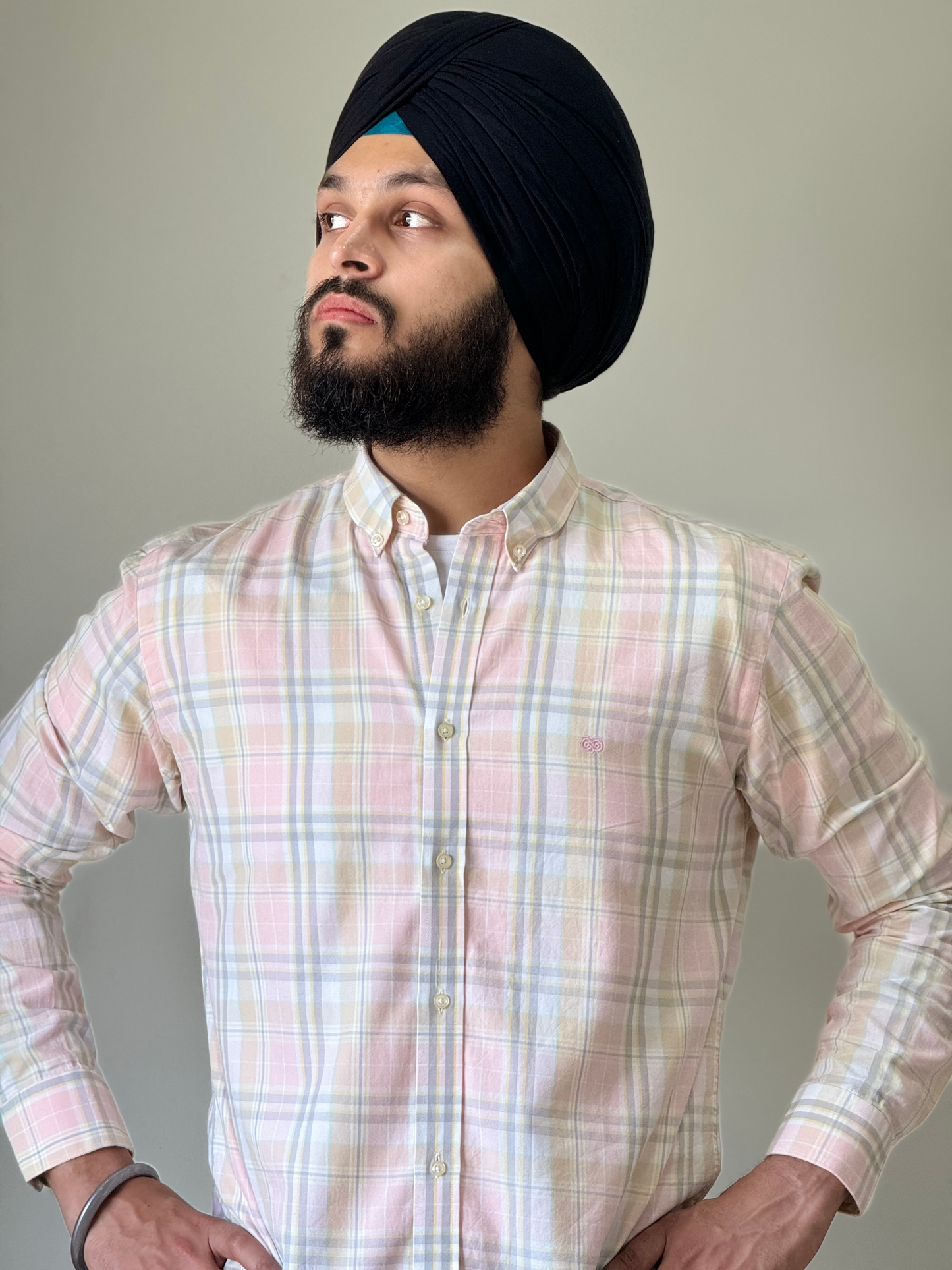 Retro Salmon Pink Check shirt